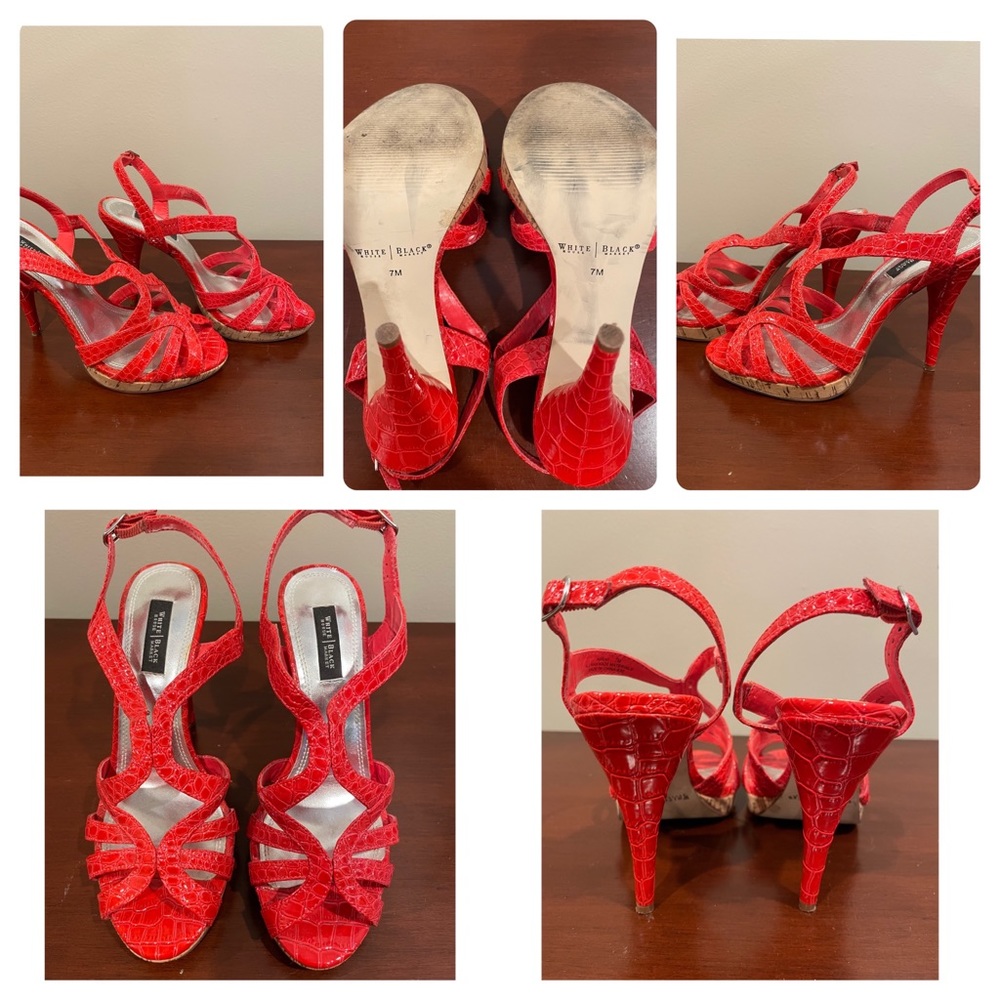 7M whitehouseblackmarket Coral Orange Croc Sandals